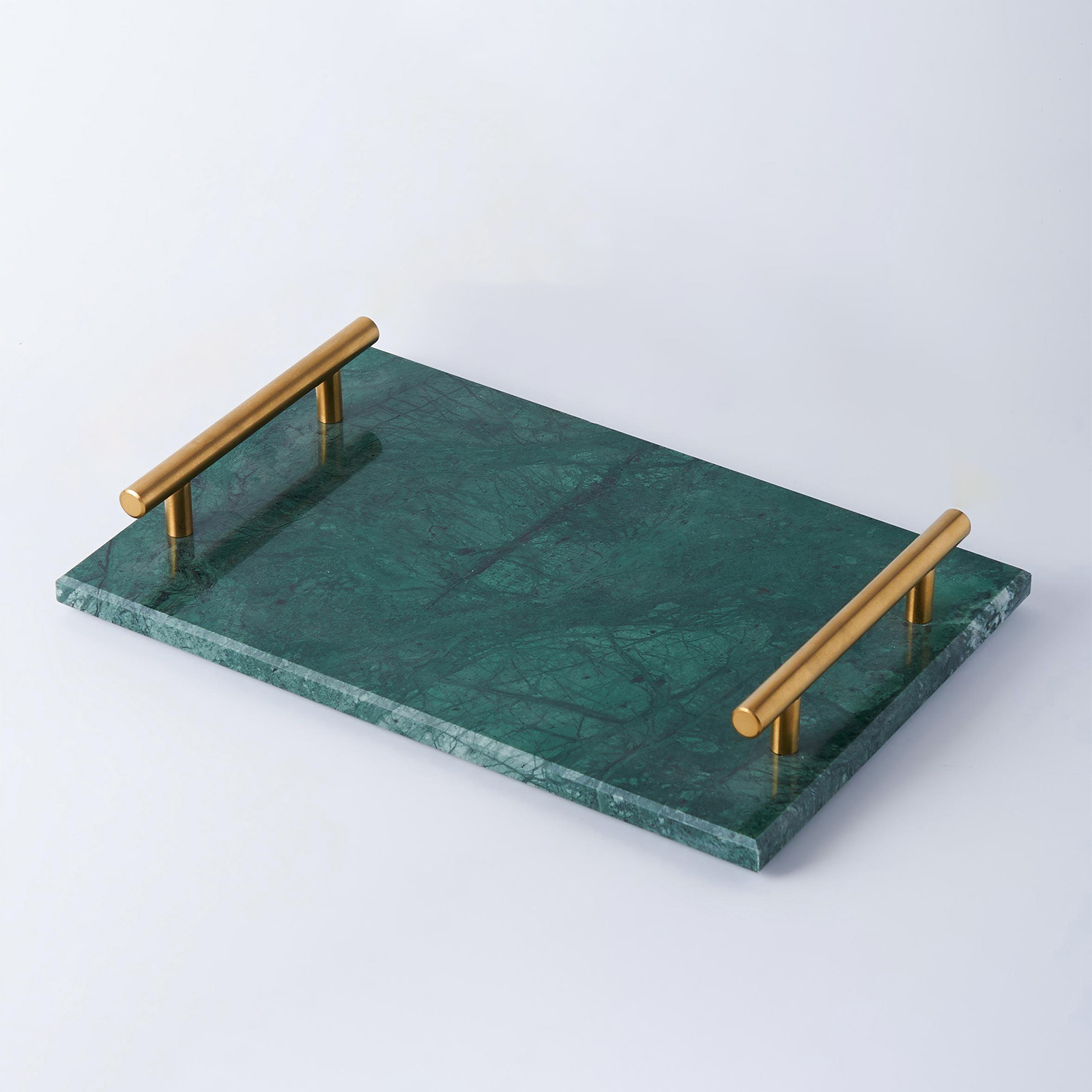 Luxury Marble Serving Tray with Brass Handles | Vanity Tray | Kitchen Organizer | Coffee Table Display | Restaurant Serving Tray